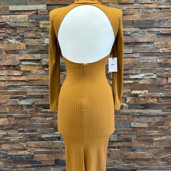 LPA Revolve Jovie Ribbed Open Back Long Sleeve Dress - Picture 6 of 10